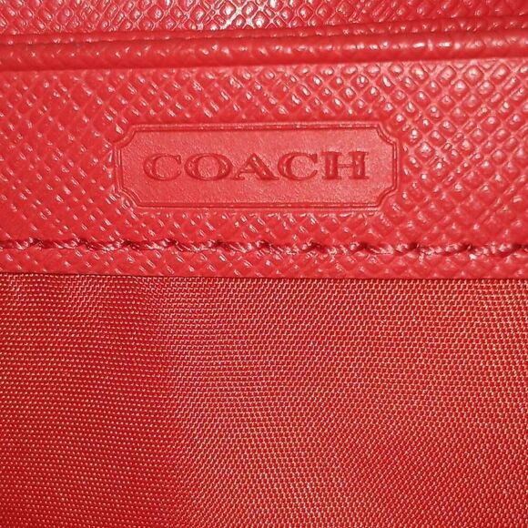Coach Peyton Signature Accordion Zip Wallet Red & Tan W/Dust Bag GUC. - Picture 10 of 14